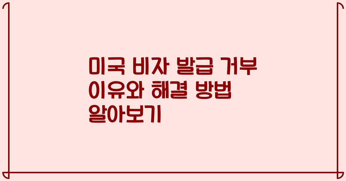 미국 비자 발급 거부 이유와 해결 방법 알아보기