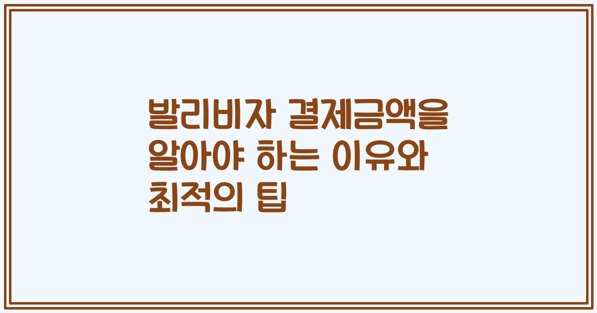 발리비자 결제금액을 알아야 하는 이유와 최적의 팁